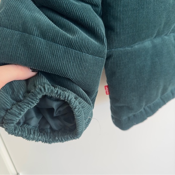 Levis LINED CORDUROY ZIP UP PUFFER JACKET IN TEAL - Picture 6 of 11